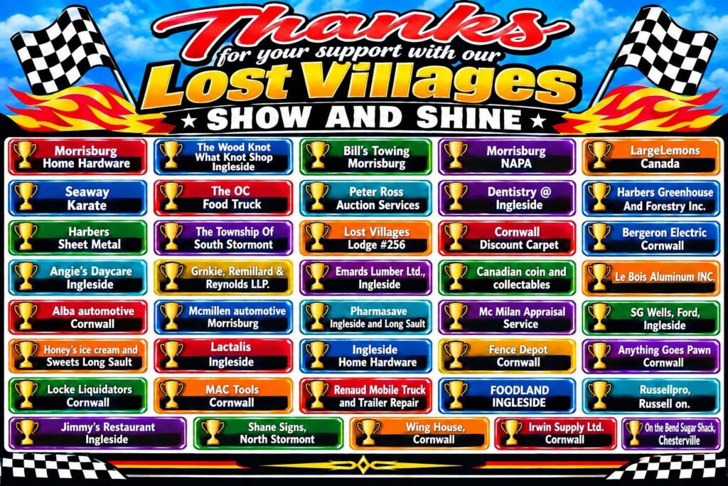 Thank you to the sponsors of the Lost Villages Show and Shine