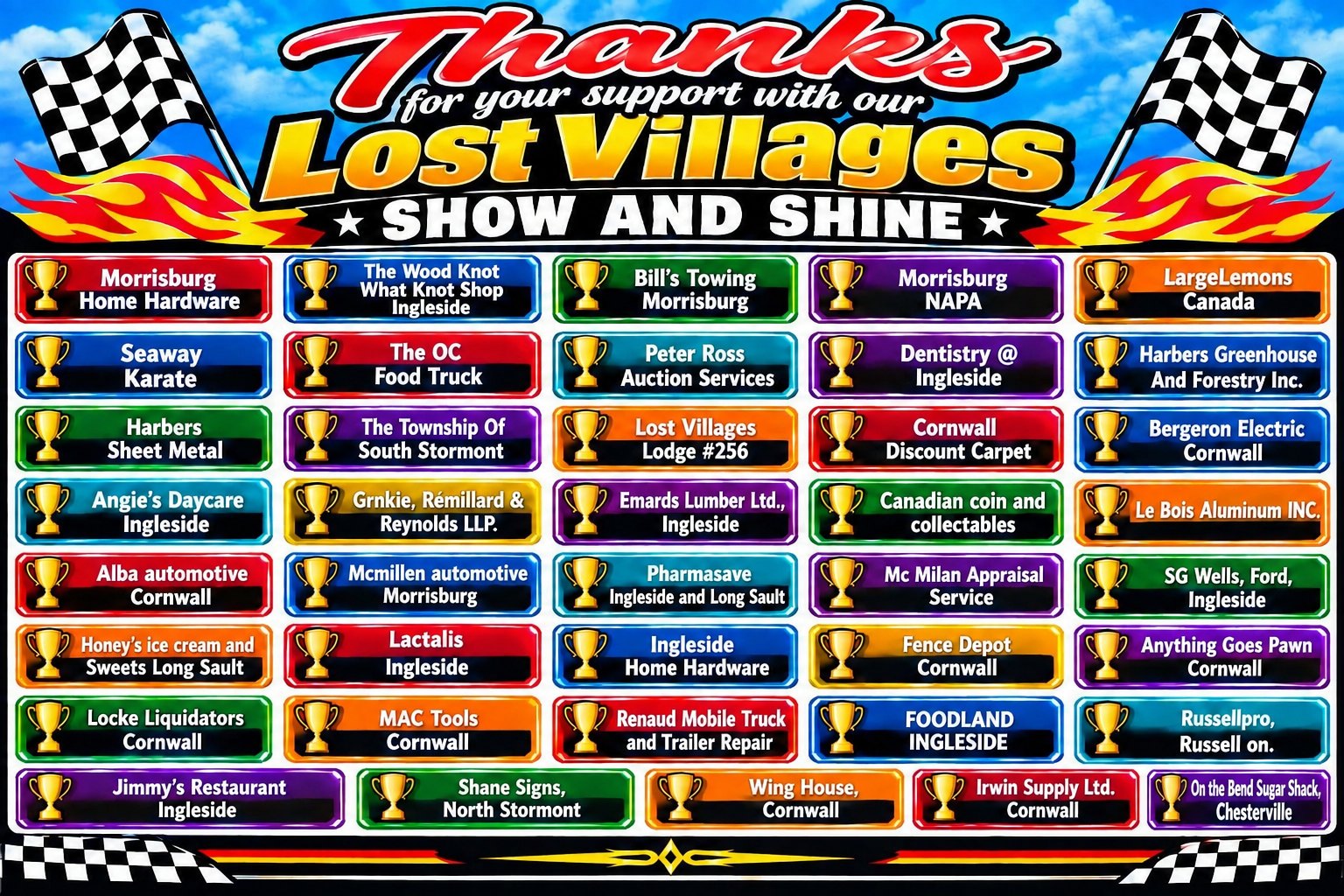 Thank you to the sponsors of the Lost Villages Show and Shine