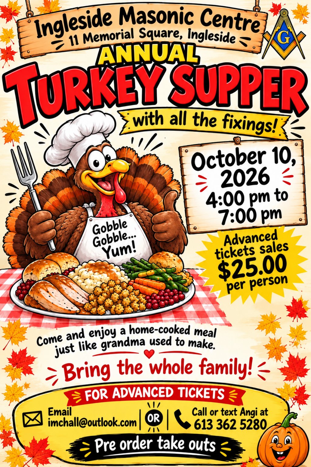 Annual Turkey Supper – October 10, 2026